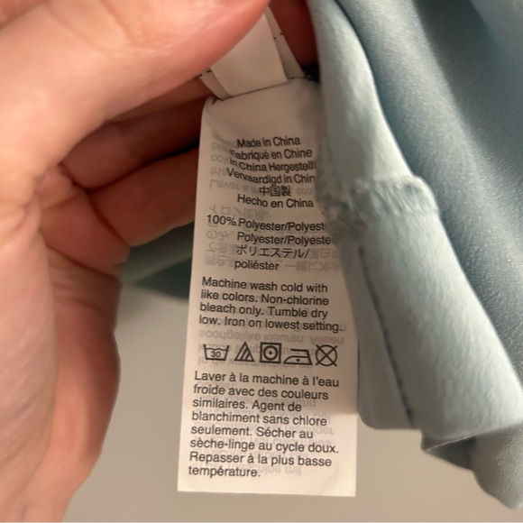 J.Crew Light Blue Keyhole V-Neck Top Satin-Backed Crepe - Picture 7 of 9